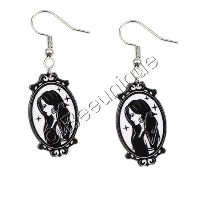 Pagan/Witch & Crow Earrings - Click Image to Close